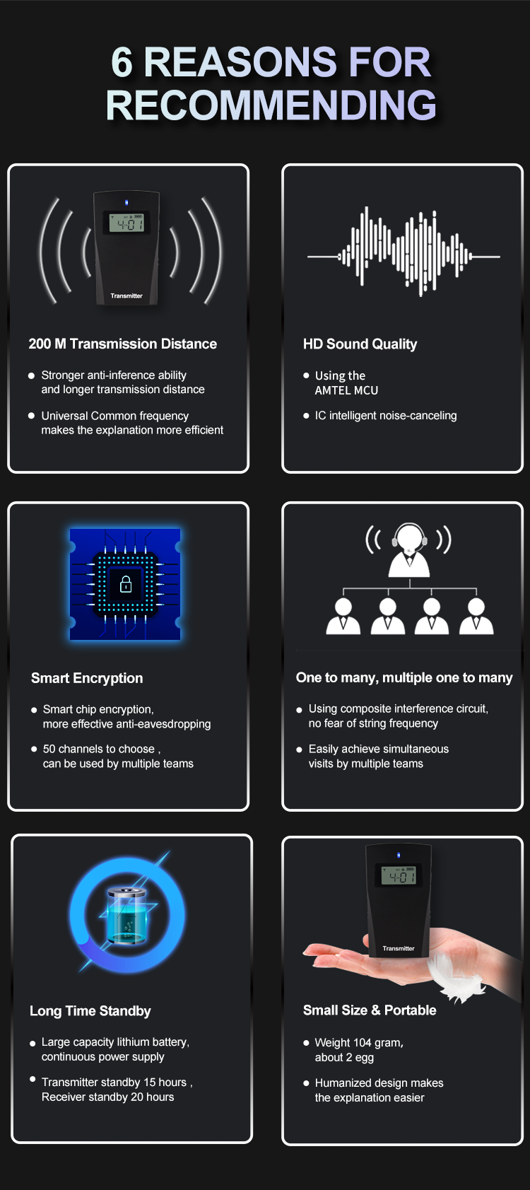 RC9150 High-end 2.4G Wireless Audio/Radio Guide System(图3)