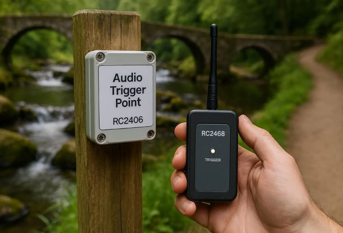 Weather-resistant wireless transmitters allow park managers to broadcast real-time safety alerts directly to active hikers My Dog Hears Danger Before I See It: How a Pet‑Friendly Wireless Tour Guide System (RC2406 & RC2468) Saved Us on the Trail(图3)