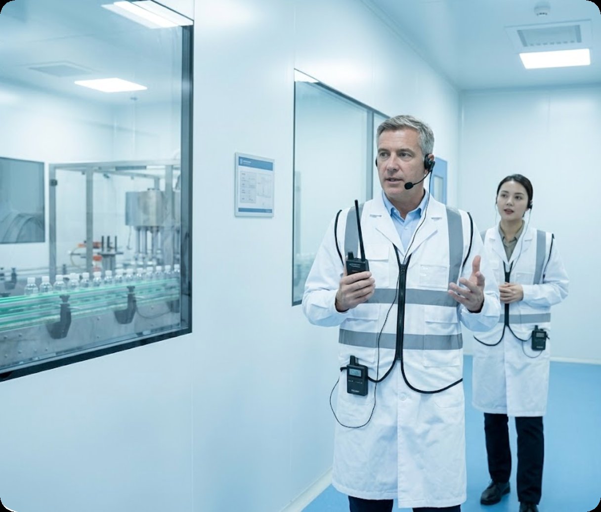 Silence, Safety, and Sound: Real-World Test Data from a Pharma Factory Tour Using Wireless Tour Guide Systems(图2)