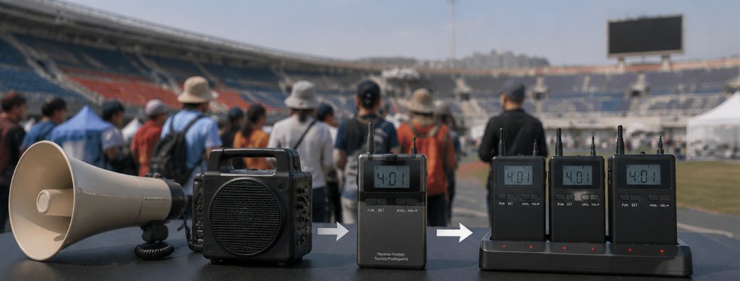 📈 From Megaphones to Crystal-Clear Audio: The Tech Evolution of Outdoor Large Venue Wireless Tour Guide Systems(图2)