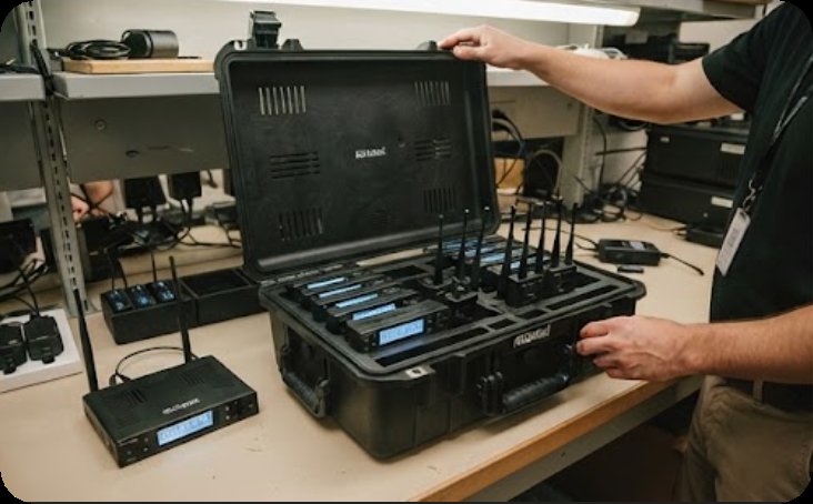 RC2408 receiver fleet in a charging case prepared for the next museum group RC2408 receiver fleet in a charging case prepared for the next museum group