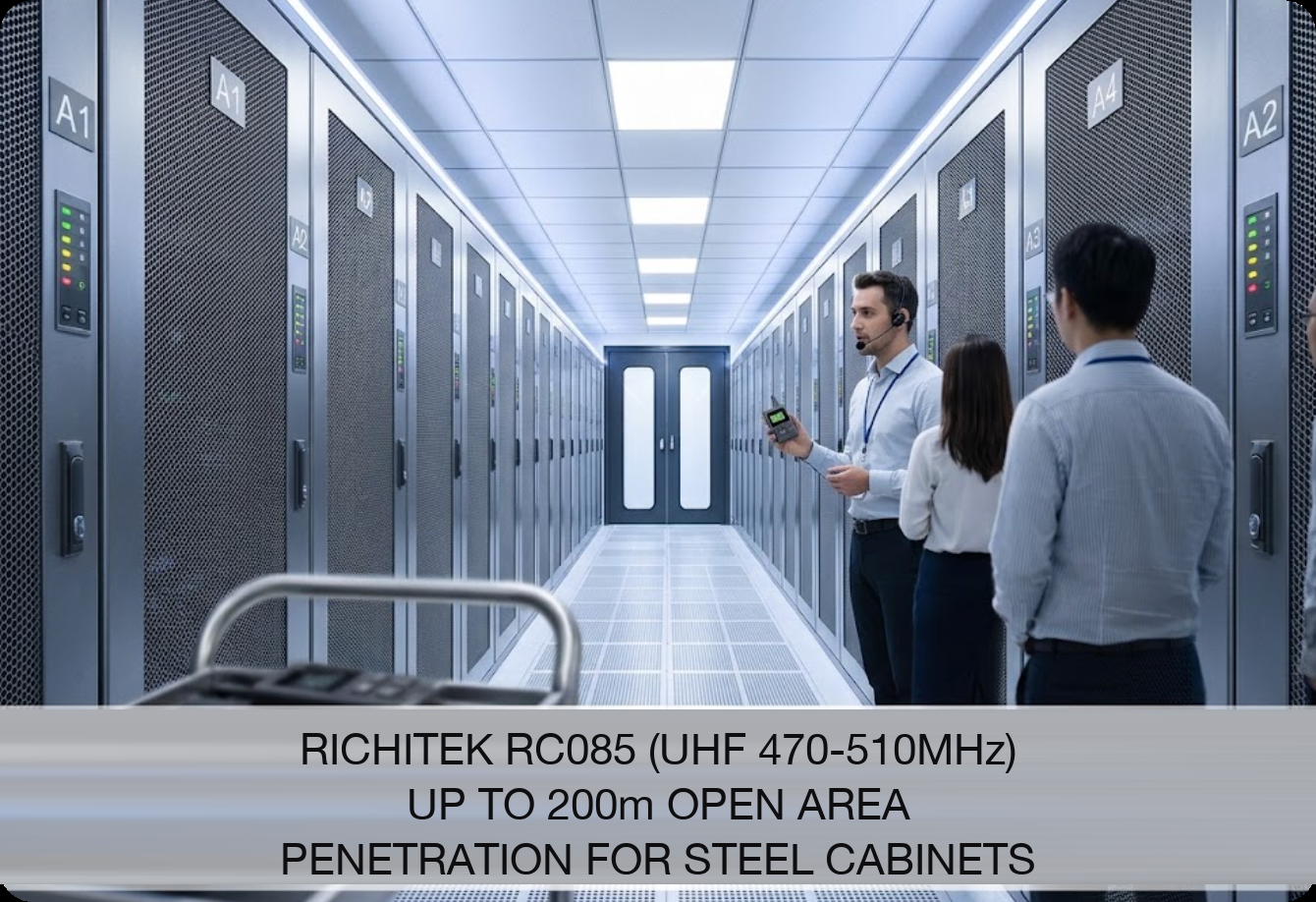UHF 470-510MHz is the band that survives the cabinet line richitek data_center_tour vs retekess okayo 2